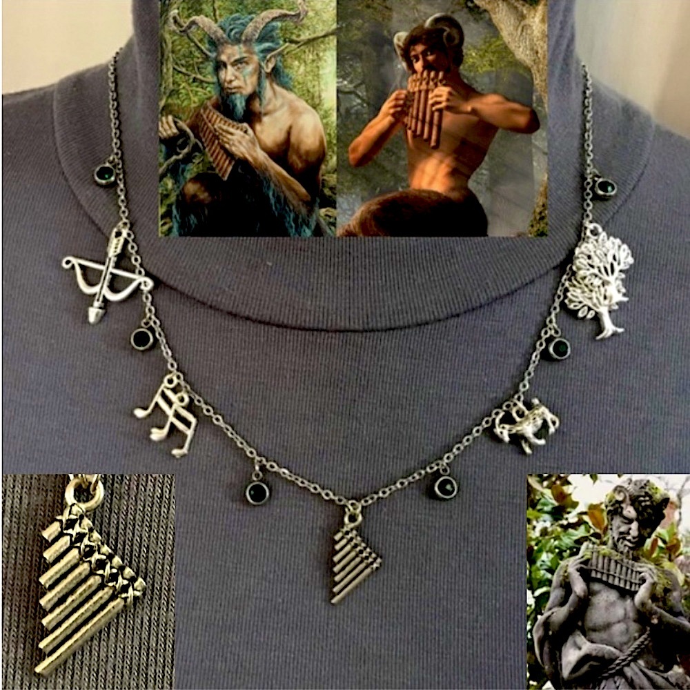 "Pan: God of the Wild" Faunus Greek Roman Mythology Handmade Necklace, Pipes